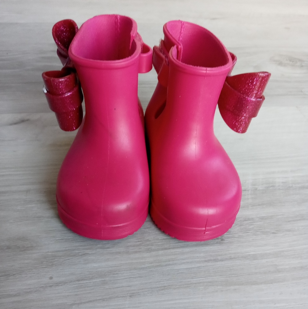 Mini Melissa Pink Bowed Rubber Boots. Size 5.